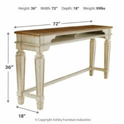 Ashley Furniture Realyn - White - Long Counter Table Tables