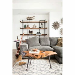 Moe's Home Collection Tables Natural Teak Coffee Table With Cast Iron Legs