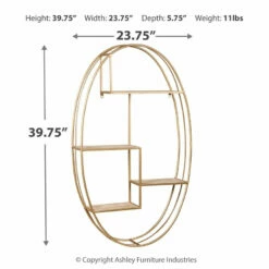Ashley Furniture Accessories Elettra - Natural/gold Finish - Wall Shelf