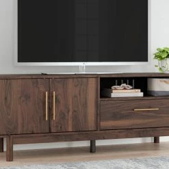 Best Sale 😍 Ashley Furniture Calverson - Mocha - Medium Tv Stand - Medium 😉 14 Ashley Furniture Calverson - Mocha - Medium Tv Stand - Medium