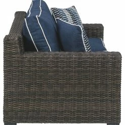 Ashley Furniture Loveseats Grasson - Brown/blue - Loveseat W/cushion