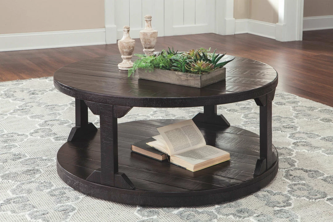 Hot Sale 🎉 Ashley Furniture Rogness - Rustic Brown - Round Cocktail Table Tables 🔥 11 Ashley Furniture Rogness - Rustic Brown - Round Cocktail Table Tables