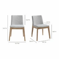 Moe's Home Collection Chairs Deco Oak Dining Chair Light Grey-m2