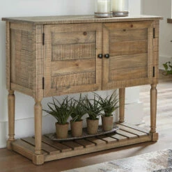 Ashley Furniture Lennick - Antique Brown - Accent Cabinet