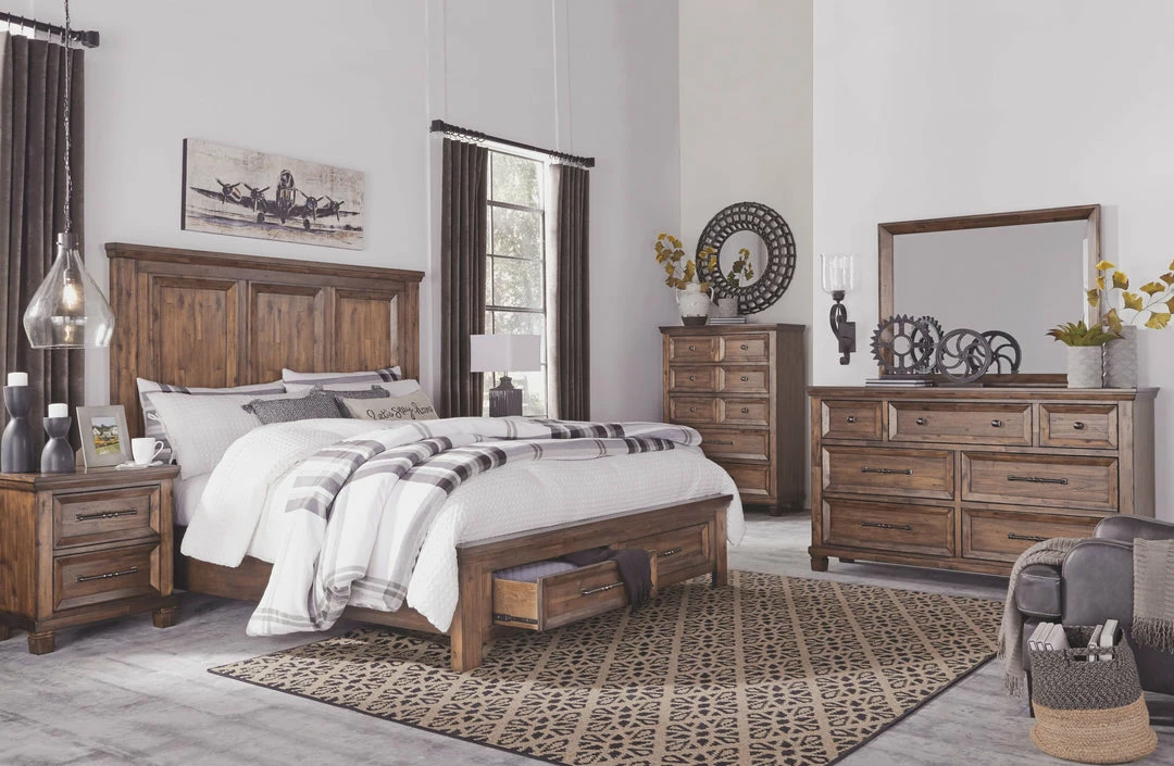 Best deal ✨ Millennium® By Ashley Royard - Warm Ultimate Best In Class 👗 Dresser, Mirror, Panel Bed With 2 Storage Drawers Bedroom Sets 🎁 3 Millennium® By Ashley Royard - Warm Ultimate Best In Class Dresser, Mirror, Panel Bed With 2 Storage Drawers Bedroom Sets
