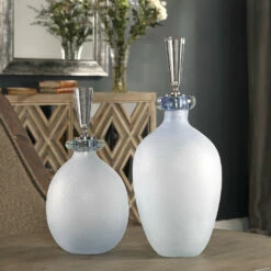 Uttermost Leah Bubble Glass Containers S/2 Table Decor