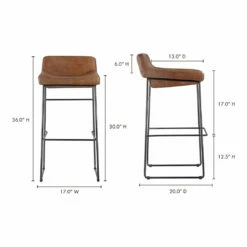 Moe's Home Collection Starlet Barstool Open Road Brown Leather-m2 Stools