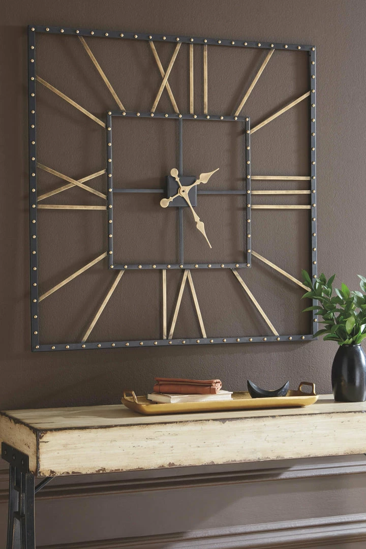 Best Pirce 🧨 Ashley Furniture Thames - Black/gold Finish - Wall Clock Accessories 🎁 4 Ashley Furniture Thames - Black/gold Finish - Wall Clock Accessories