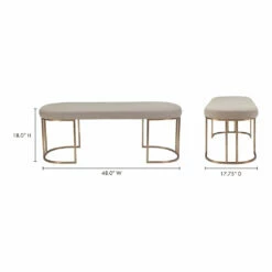 Moe's Home Collection Kazu Bench Light Grey
