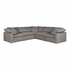 Moe's Home Collection Terra Condo Classic L Modular Sectional Livesmart Fabric Light Grey Sectionals