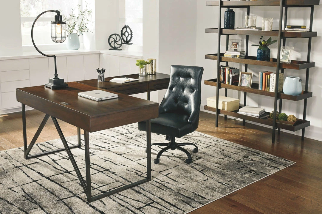 Wholesale 🎉 Signature Design By Ashley® Starmore - Brown - 3 Pc. - L Shaped Desk, Bookcase Home Office Sets 👏 7 Signature Design By Ashley® Starmore - Brown - 3 Pc. - L Shaped Desk, Bookcase Home Office Sets
