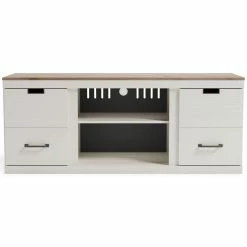 Discount 🌟 Ashley Furniture Vaibryn - White / Brown - Lg Tv Stand W/fireplace Option TV Stands ⌛ 15 Ashley Furniture Vaibryn - White / Brown - Lg Tv Stand W/fireplace Option TV Stands