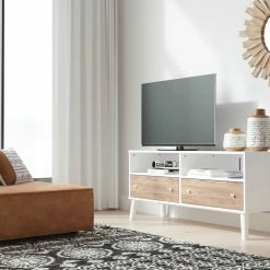 Ashley Furniture TV Stands Piperton - White / Brown - Medium Tv Stand